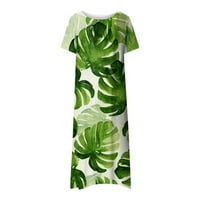 Haljine za žene plus veličine ženska haljina za sunčanje cvjetni kratki rukav V-izrez casual dugačak