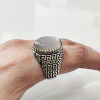 Sivi mjesečni prsten, srebrni nakit, srebrni prsten, obljetni poklon, prirodni sivi mjesečni kamen,