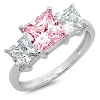 2.62ct princeze rez ružičasti simulirani dijamant 14k bijeli zlatni godišnjica angažmana kamena prstena