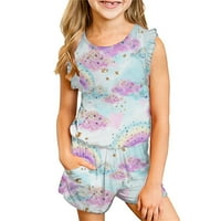 ShldyBC Toddler Baby Girl Outfit Dječji kratki majici Tie-Dye Majice bez rukava odijelo Outfit Summer