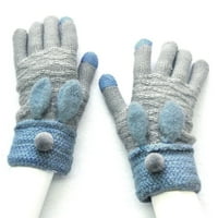 GUVPEV odrasli zima toplo pleteno Wapiti Animails Ear Debelenin ekran Slatke rukavice - Sky Blue Free