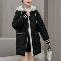 SNGXGN Ženska jakna ženska jakna s kapuljačom nadupna jakna zimski kaputi za žene, crna, veličina m