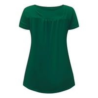 Žene Top kratkih rukava Tunika Sakrij trbuh T košulje Solid Gradionent Henley Thirts Ljeto Dressy Casual Bluze Zelena L