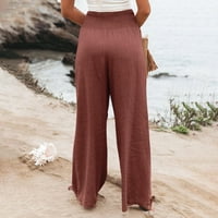Binmer Duge pantalone za žene Loše široke pantalone za noge visoke struke ravne hlače casual pantalone