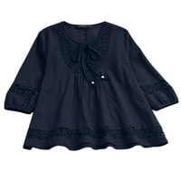 Luxplum dame vrhovi čipke cvjetne majice čipkasti bluza Elegantna tunika majica Holiday Navy Blue XL