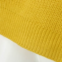 Xinqinghao Žene dugih rukava Pleteni pulover vrpce Asimetrični rub Turtleneck rebrasti džemper crna