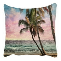 Jastučnica SEASCAPE, Tropska plaža Palm Tree Artwork Jastučnica Jastuk jastuk Poklopac dvije strane