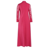 Labave haljine ženska zabava okrugla dekolte maxi dugih rukava cvjetni maxi ružičasti m
