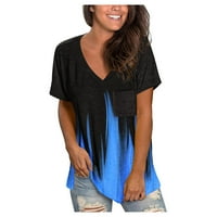 Iopqo ženski vrhovi izlasci na vrhu ženske košulje labave kupovine Bluze ljetni vrhovi plavi xxl