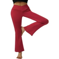 Yilvust ženski bootcut yoga hlače baršunaste pantalone elastične struk disko zvono donje hlače corduroy