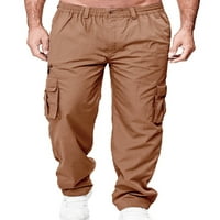 Glookwis Muške pantalone za gumbu ugrađene dno Leisure Ležerne prilike Casual Cargo Pant Solid Boja