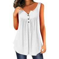 XYSAQA WOMENS Tops plus veličina, ženske casual majice bez rukava ljetni tenkovi gumb u donju Henley majice bluze