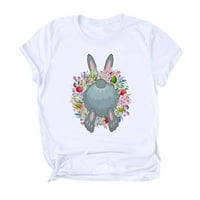 Ženska moda Uskršnja zečje vijenac Ispisuje O-izrez labav bluza s kratkim rukavima TOP ŽENSKI VRHOVI