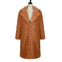 Jakne za žene topla zima skreću donje okovratna jakna Ležerne čvrste tanki dugi kaput
