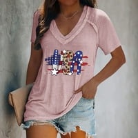 Strungten ženski vrhovi Dressy ljetni moda casual dan neovisnosti Ispiši Ležerna majica na ramenu s