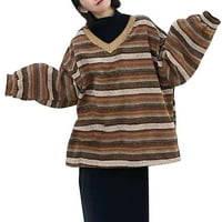 Zimski pad za žene žene Ženske dugih rukava blok džemper casual v vrat plus veličine pulover pletene