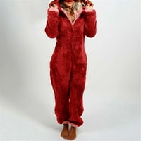 Dezed Kombinezoni za žene Rompers Kombinezon za zbirke sa dugim rukavima Junk pajamas casual zimske tople rompe spavanje crvena xxxxxl