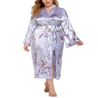 Plus veličine za žene omotavaju cvjetni printski salon za spavanje kimono robe