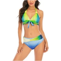 Zkozptok Ženski kupaći kostim dva kupa za kupalište Halter Party Tropical Beach Gradient Print Bikini