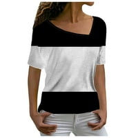 Ženska modna ležerna temperamenta V-izrez Labavi geometrijski print Kratki rukav T-majice na vrhu bluza