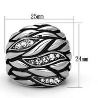 Luxe nakit nakit dizajnira od nehrđajućeg čelika visokog uglađenog ženskog prstena sa okruglim kristalima