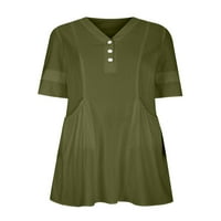 Paille Women Mini haljina V izrez kratke haljine pola rukava ljetni plažni suncobran casual travel armygreen
