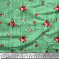 Prozor od pamučnog kambričkog tkaničnog tkabričkog tkabričara, lišće i ruža cvjetna dekorska tkanina