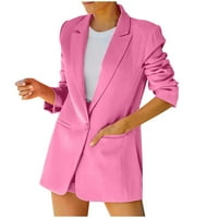 Žene Blazer-dame solidno isključuju ovratnik jakna dugi rukav kaput gornji odjećni odjećni ružičasti
