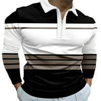 Glookwis mens t majica rever za patchwork na vrhu majica s dugim rukavima Polo majica patelica golf bijela s