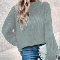 Pad džemperi za žene modni labavi fit pletene turtleneck duksere casual ravnica pulover dugih rukava