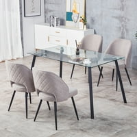JS Moderni minimalistički pravokutni stakleni stol za trpeznjak za 4- sa 0,31 metalnim nogama od kaljenog