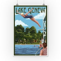 Jezero Ženeva, Wisconsin, žena ronjenje u jezeru