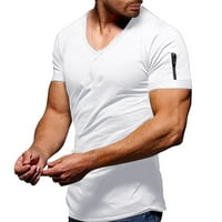 Yubnlvae ljetne veličine Solidne rukave s kratkim muškarcima vrat plus v patentna bluza