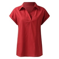 Ženske majice šifonske majice s džepovima Bluze s kratkim rukavima V vrat Ležerne prilike, majice Slim