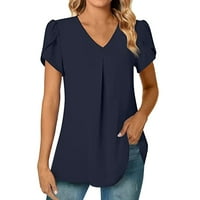Ljetne ženske ženske ženske majice modna šifon košulja V izrez Tunnic Tuntic Tund pogodan za gamaše