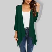 Umitay Cardigan džemper Ženska solidna boja Ispiši nepravilni kardigan s tri četvrtine sa džepnim jaknom