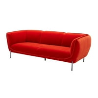 Benzara Velvet Tapacirana moderna kauč sa nacrtom prednjeg i zakrivljenog naslona, ​​sivom bojom