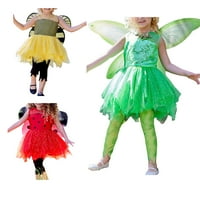Kelajuan Kids Girl Fairy Coustume Cijeno cvijeće Fairy Girl Haljina višeslojnog tuču Tute sa krilima
