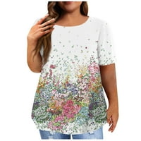 Strungten ženski vintage cvjetni ispis plutajući kratki rukav Ležerne majica Top Plus size Pulover Basic