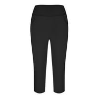 Oalirro Workout gamaše za žene obrezane hlače Capris gamaše za žene džep crna
