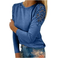 Plus veličine za žene jeseni modni solid šuplji cvjetni majica s dugim rukavima Crke Dressy Bluze