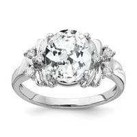 14k bijelo zlato 10x ovalno kubična cirkonija pravi dijamantni prsten