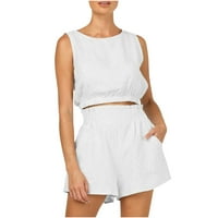 Jyeity mini moda s čvrstim povremenim košulje sa visokim strukom za žene Dressy casual bijele veličine