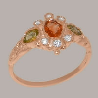 Britanci napravio 9K ružičasti zlatni prsten sa prirodnim citrinskim peridotom Diamond Ženski prsten