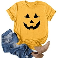 Ženski vrhovi Halloween Print Dame Ležerne prilike, okrugli vrat Kratki rukav T-majice The Wets Yellow
