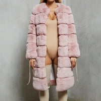 Tawop zimski kaputi za žene Women plus veličina kratki Fau kaput topla krznena jakna FOUXLONG jakna s dugim rukavima, ružičasta 10