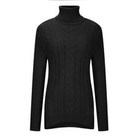 Zpanxa džemperi za žene casual moda pulover dugih rukava s dugim rukavima crni xl