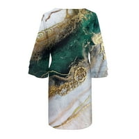Amousa ženski modni ljetni temperament Elegantni svježi ispisani V-izrezni rukavi mini haljina dugih