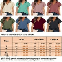 Prednjeg swalk-a s kratkim rukavima Kašike modne dame Ljetna uredska radna bluza Majica Ležerstva Casual V-izrez Basic Tee Loungewear