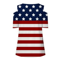 Oalirro američka zastava cvjetna bluza 4. srpnja Ženski vrhovi Patriotski dan neovisnosti bijeli modni